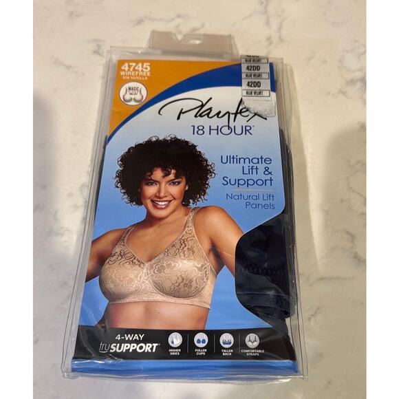 Playtex 18-Hour Ultimate Lift & Support Wireless Bra 4745 sz 44DD blue velvet - Picture 1 of 4